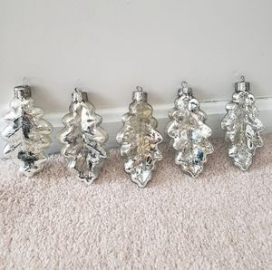 Silvered Glass Leaf Ornament